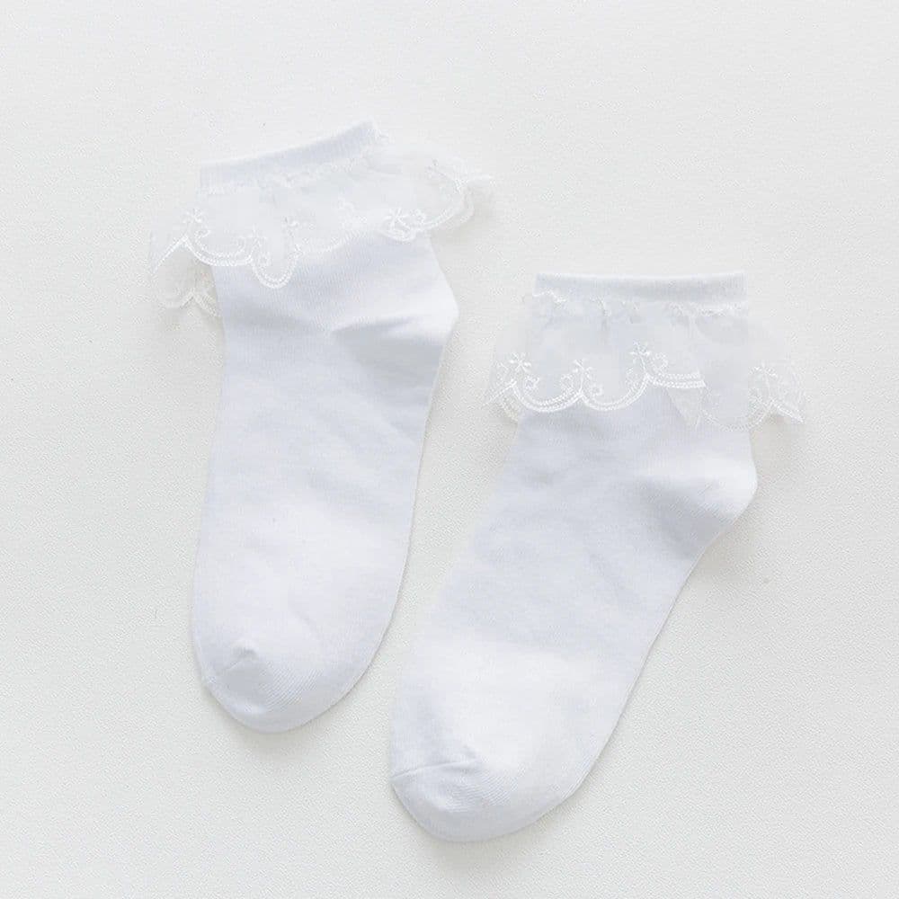 image-HEALMEYOU Lace Ruffle Ankle Socks Stylish Comfort for Casual Wear