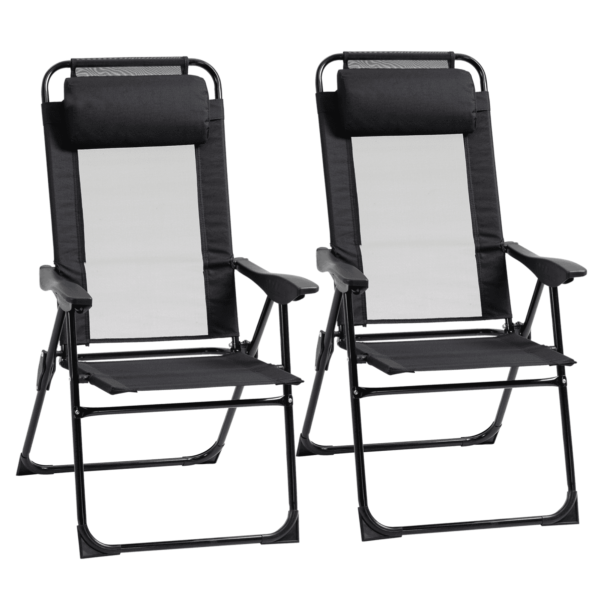 image-2 Portable Folding Recliner Outdoor Patio Chaise Lounge Chair with Backrest