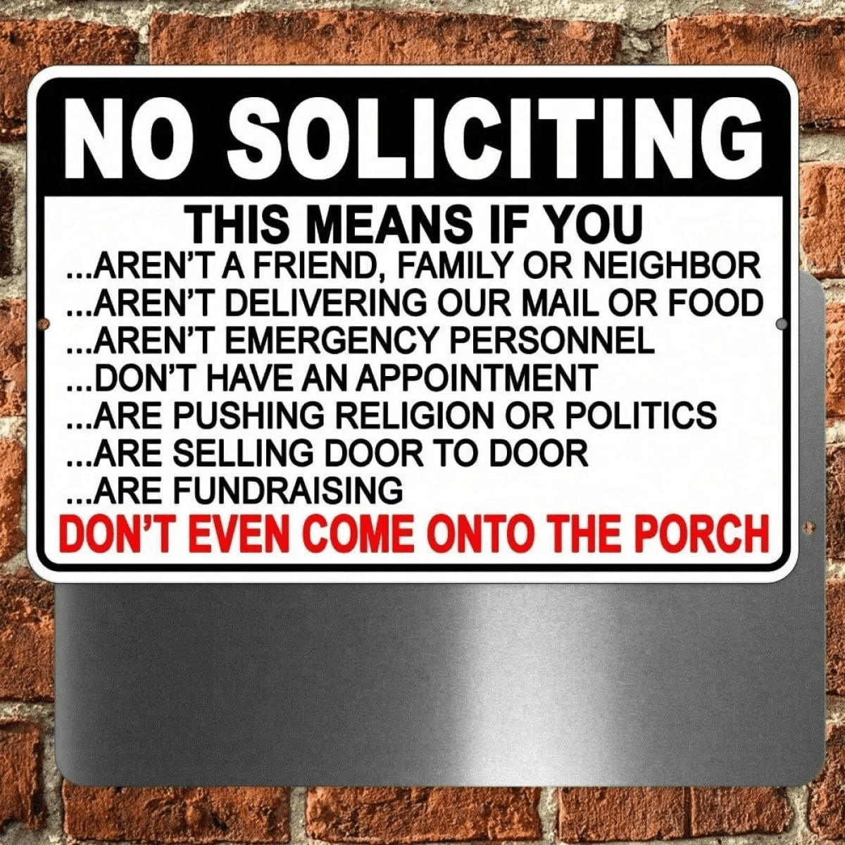 image-No Soliciting Do Not Disturb Trespassing Metal Sign - Weatherproof 8x12