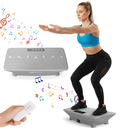 image-Vibration Plate Exercise Machine - Gray, 10 Speeds, Music, 440LBS Capacity