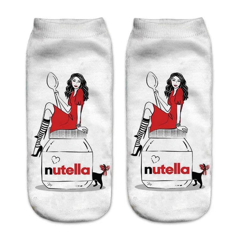 image-AnBnCn Funny Nutella 3D Printed Casual Socks - Kawaii Gift Delight