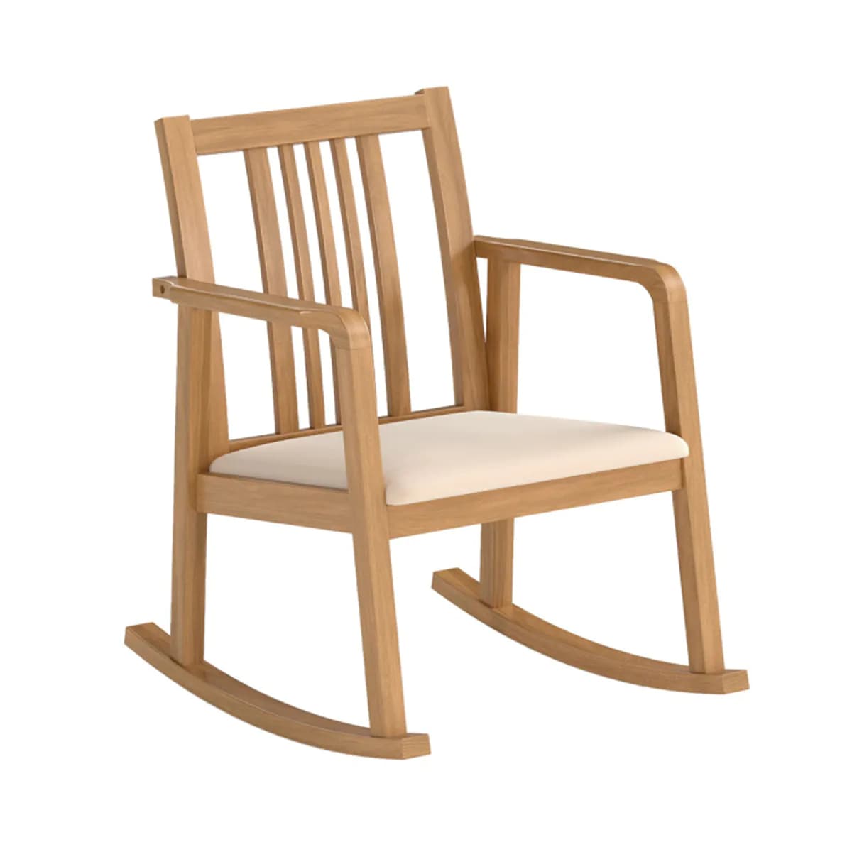 image-Rubber Wood Rocking Chair - Natural Linen 400 lbs