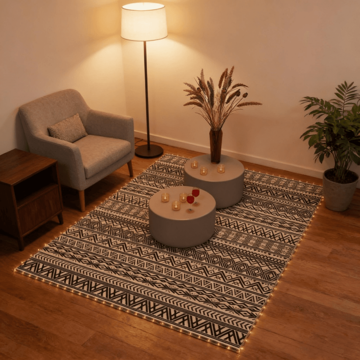 image-Reversible Outdoor Rug - Bohemian Black 120x96"