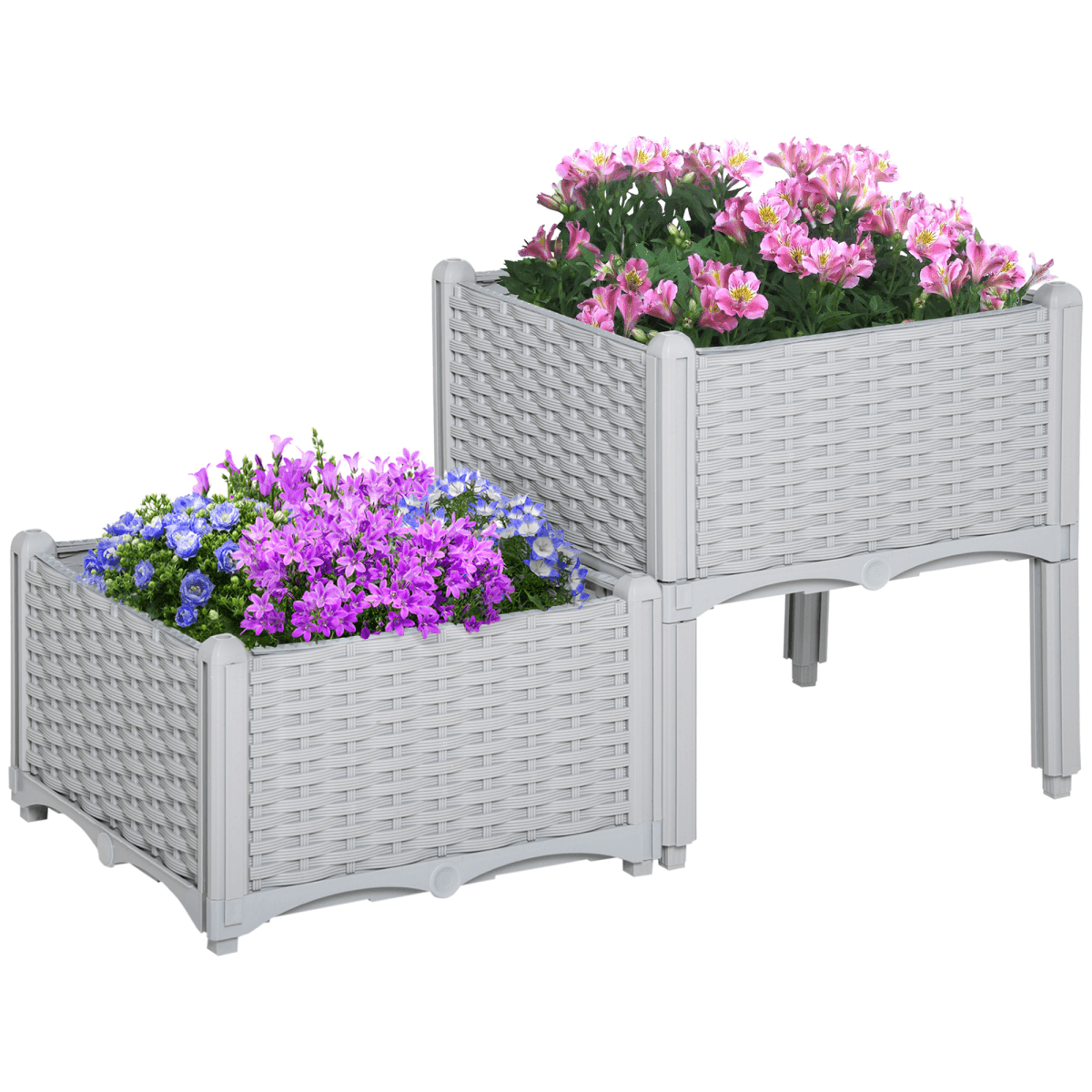 image-PP Set Of 2 Raised Outdoor Garden Planter Box