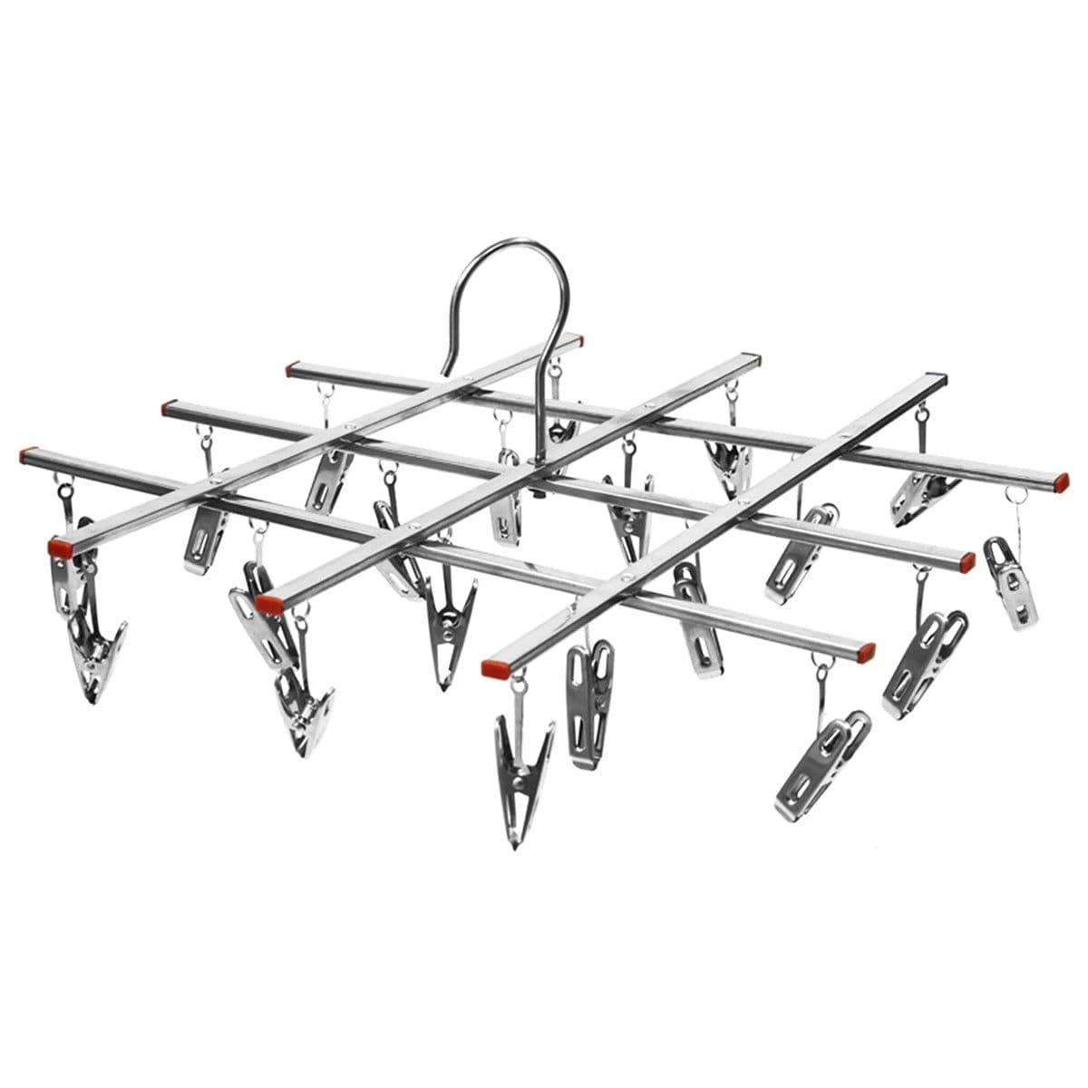image-3600 Rotating Sock Drying Rack with 24 Clips - Space-Saving & Portable