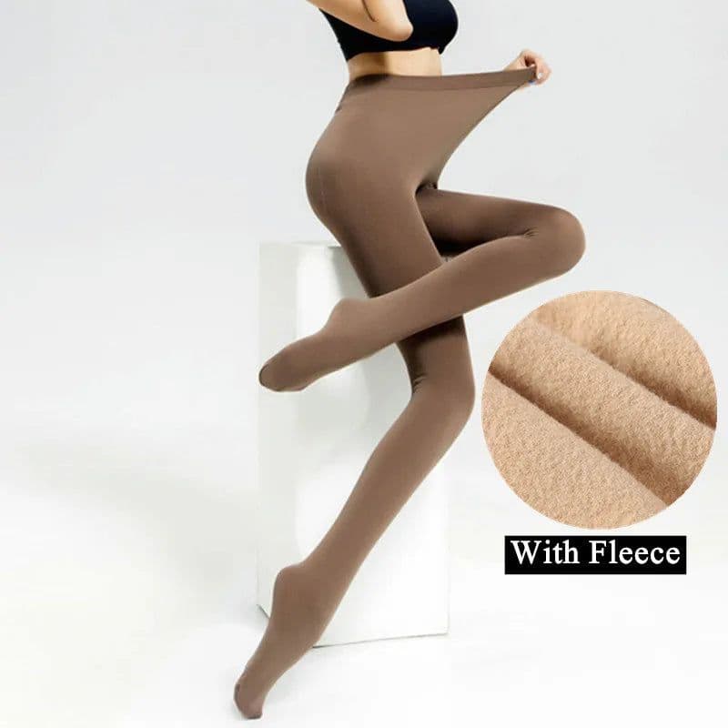 image-DOIAESKV 120D Fleece Tights - Warm & Stretchy Plus Size for Autumn Winter