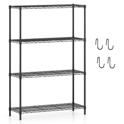 image-4-Tier Metal Shelving Rack, 1000LBS Black, 250LBS Per Shelf
