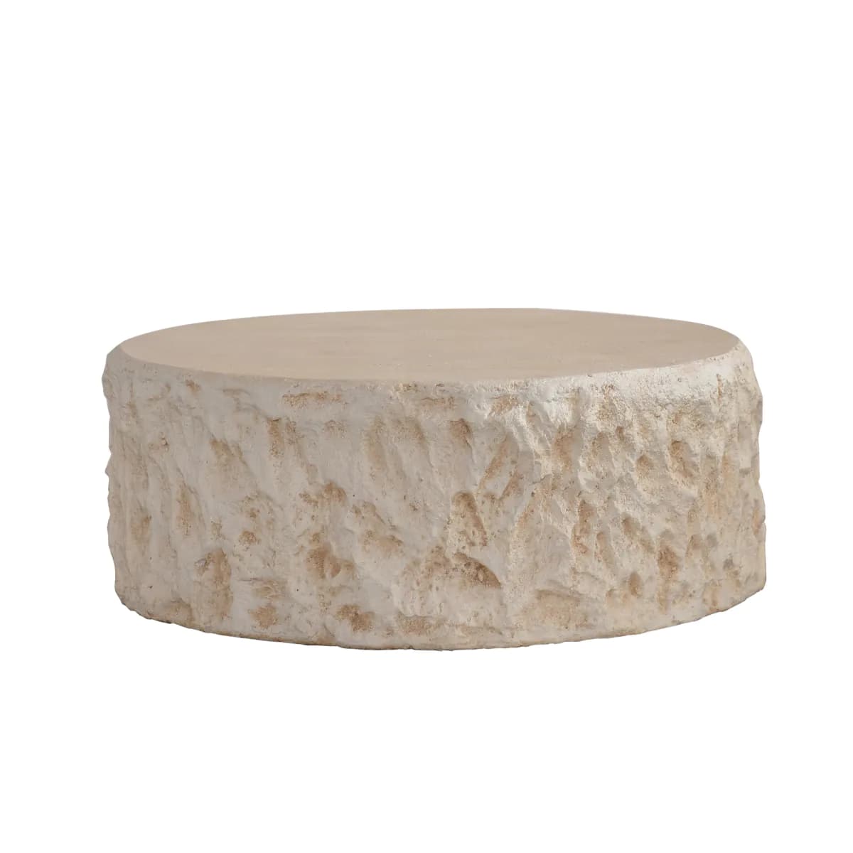 image-MgO Mid-Century Round Centre Coffee Table Vintage Faux Stone Sofa Pre-Modern Coffee Tables Beige Coffee Table for Living Room Office Apartment