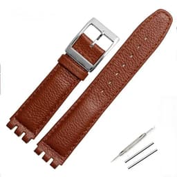 image-17mm Leather Watch Strap - Durable Cowhide Band with Metal Buckle