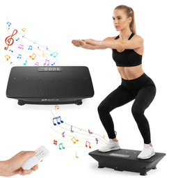 image-Black Vibration Plate - 10 Speeds, Remote, Music, 440LBS Capacity