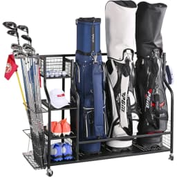image-4 Golf Bag Organizer Garage Storage, Extra Large Golf Bag Storage Rack for Golf Bag, Golf Clubs and Golf Accessories, Golf Storage for Garage, Golf Clubs, Basement