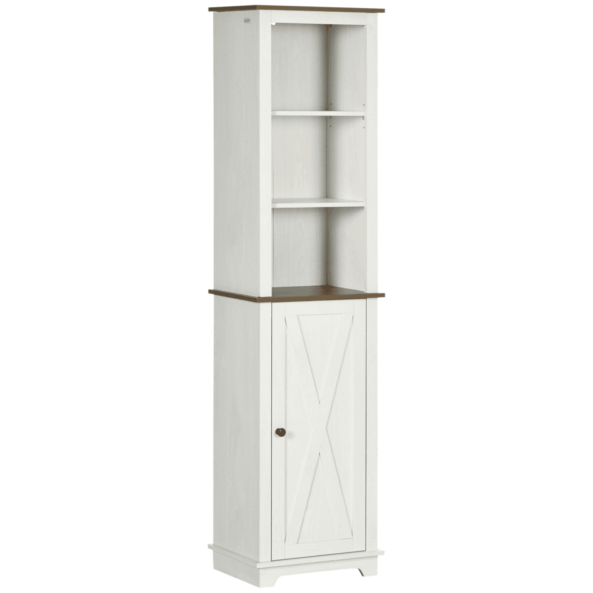 image-Tall Bathroom Cabinet Storage Cupboard with Door, Adjustable Shelves