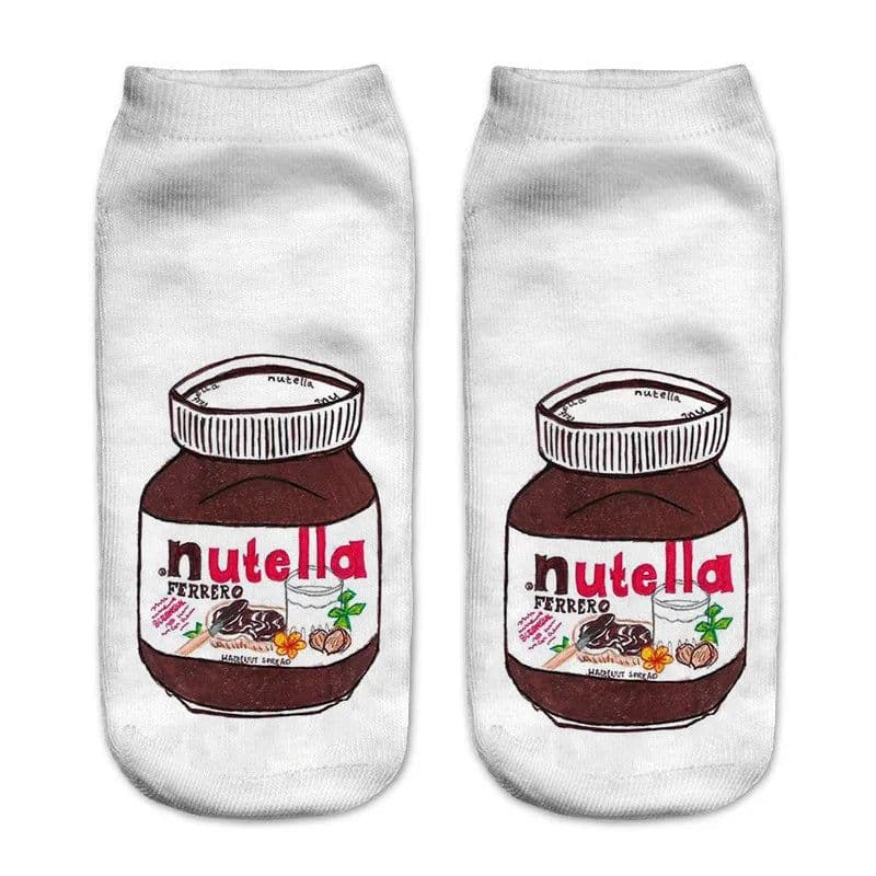 image-AnBnCn Funny Nutella 3D Printed Casual Socks - Kawaii Gift Delight