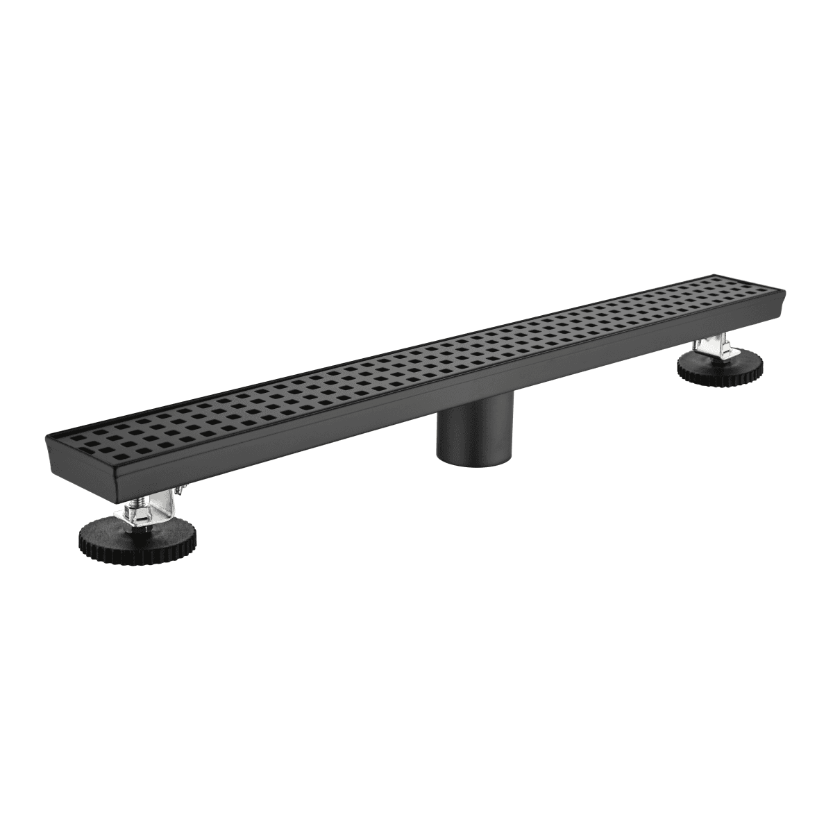 image-Linear Shower Drain 24" 304 Stainless Steel, Black with Grate, Strainer