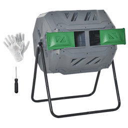 image-Tumbling Compost Bin Dual Chamber 360 Rotating Composter 160L