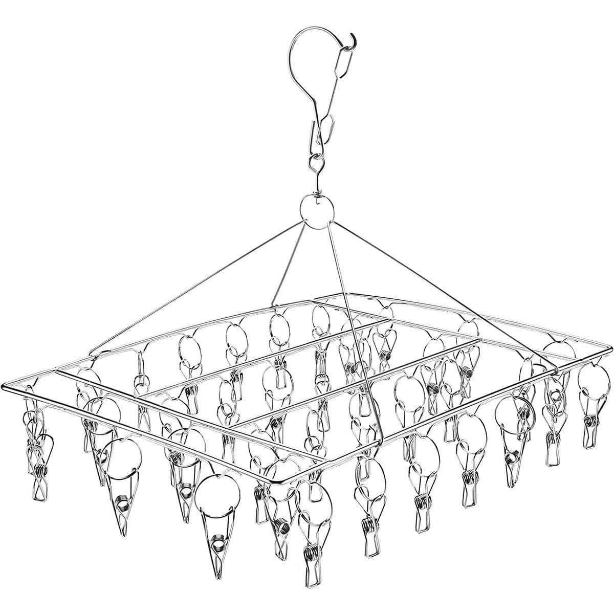 image-3600 Rotating Sock Drying Rack with 24 Clips - Space-Saving & Portable