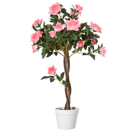 image-Artificial Camellia Tree Fake 21 Flowers & Nursery Pot Decor, 90cm