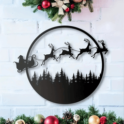 image-Halloween Christmas Reversible 24" Metal Wall Sign Decor - Dual Sided Hanging