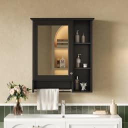 image-3-in-1 Bathroom Mirror Cabinet, 24-inch Wall Mounted Medicine Cabinet with Adjustable Shelf & Tower Bar, High-Definition Mirror with Storage for Bathroom Vanity