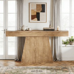 image-Console Table - Black, 63" MDF, Elegant Design, Stable Base