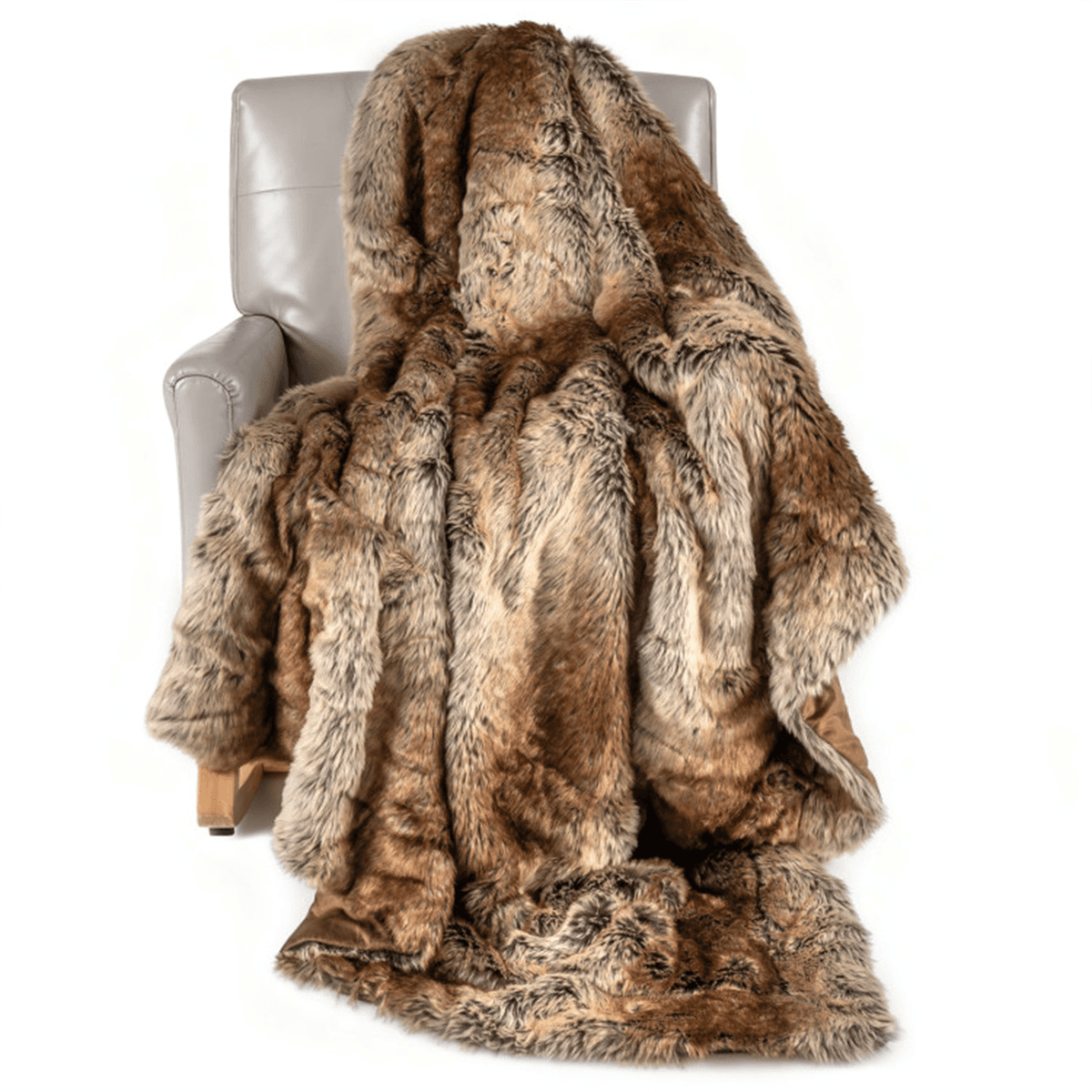 image-Faux Raccoon Fur Throw Blanket - 760GSM, 60"x80", Double-Sided, Cozy