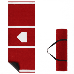 image-10ft x 3ft Pitching Mat with Turf - Indoor/Outdoor Softball Practice Aid Green/Red