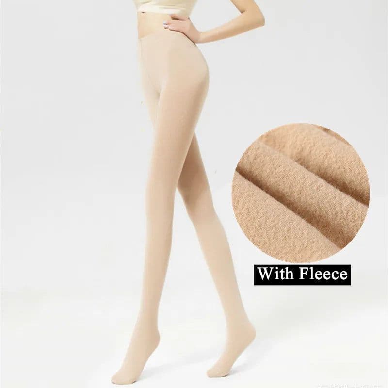 image-DOIAESKV 120D Fleece Tights - Warm & Stretchy Plus Size for Autumn Winter