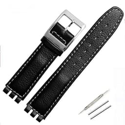 image-17mm Leather Watch Strap - Durable Cowhide Band with Metal Buckle