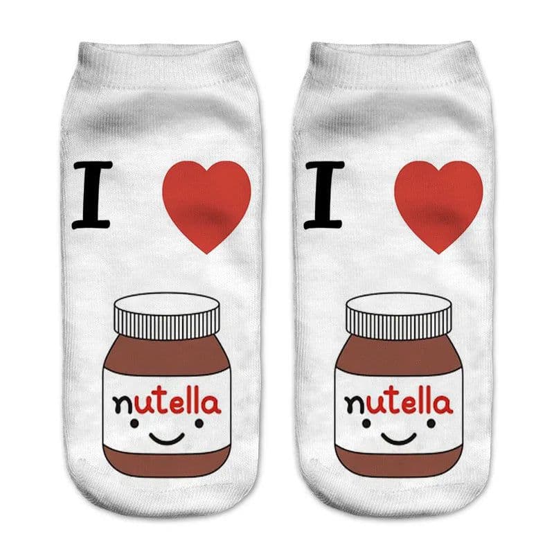 image-AnBnCn Funny Nutella 3D Printed Casual Socks - Kawaii Gift Delight