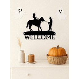 image-Vintage Distressed Denim Welcome Wall Hanging - Farmhouse Decor for Living Room (60" x 24")