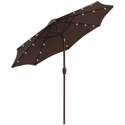 image-Garden 24 LED Light Parasol Outdoor Tilt Sun Umbrella Patio Club Party Sunshade