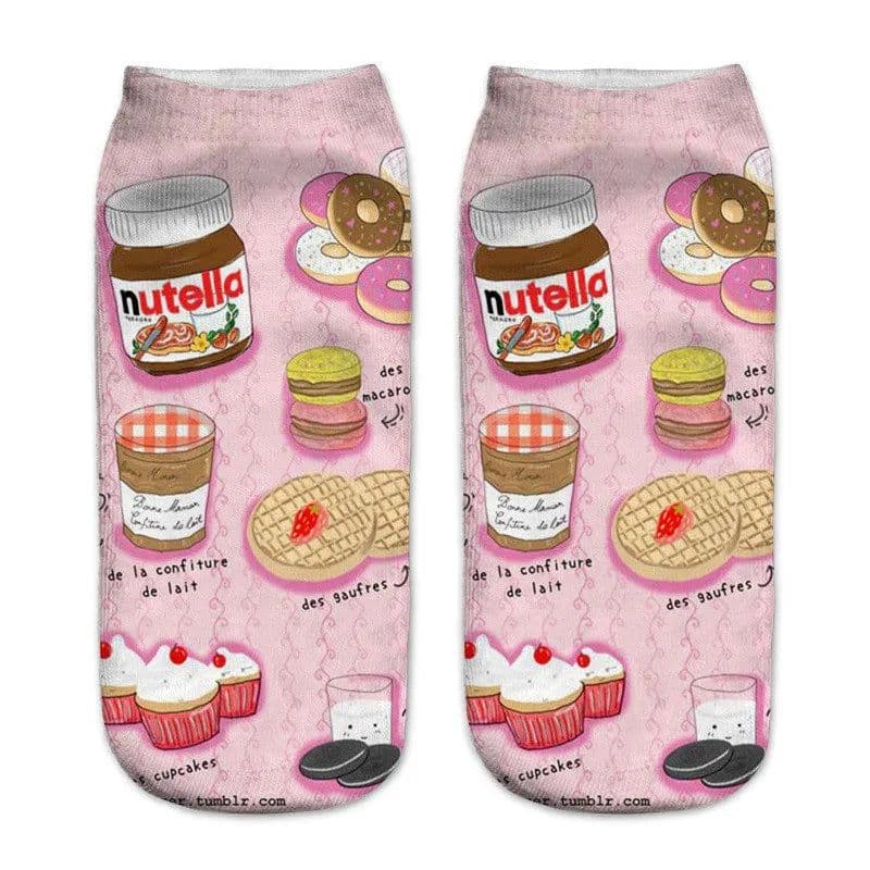 image-AnBnCn Funny Nutella 3D Printed Casual Socks - Kawaii Gift Delight