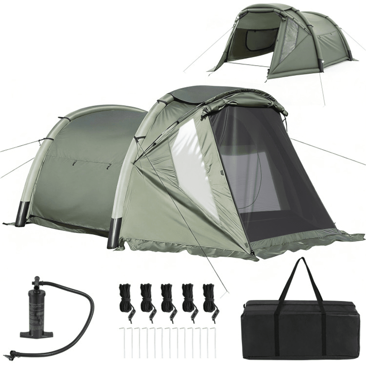 image-5-7 Person Inflatable Cabin Tent Green Screened Porch
