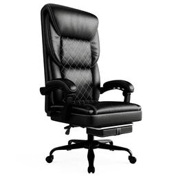image-Gaming Chair with Inflatable Lumbar Support, Ergonomic Wide Office Chair with Footrest & PU Leather