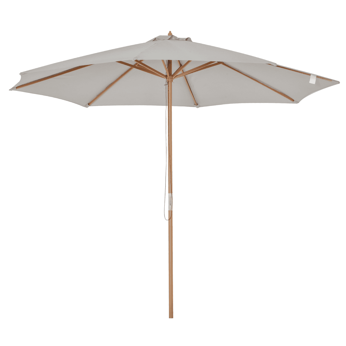 image-10'x8.2'H Bamboo Wooden Round Market Patio Sun Umbrella Parasol Sunshade Canopy