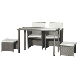 image-5 PCs Rattan Garden Furniture Wicker Weave Sofa Set Dining Table Chair Footrest