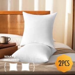 image-20-inch Designer Pillow Inserts Set - 2pcs - White 250GSM Polyester - Sofa, Bed