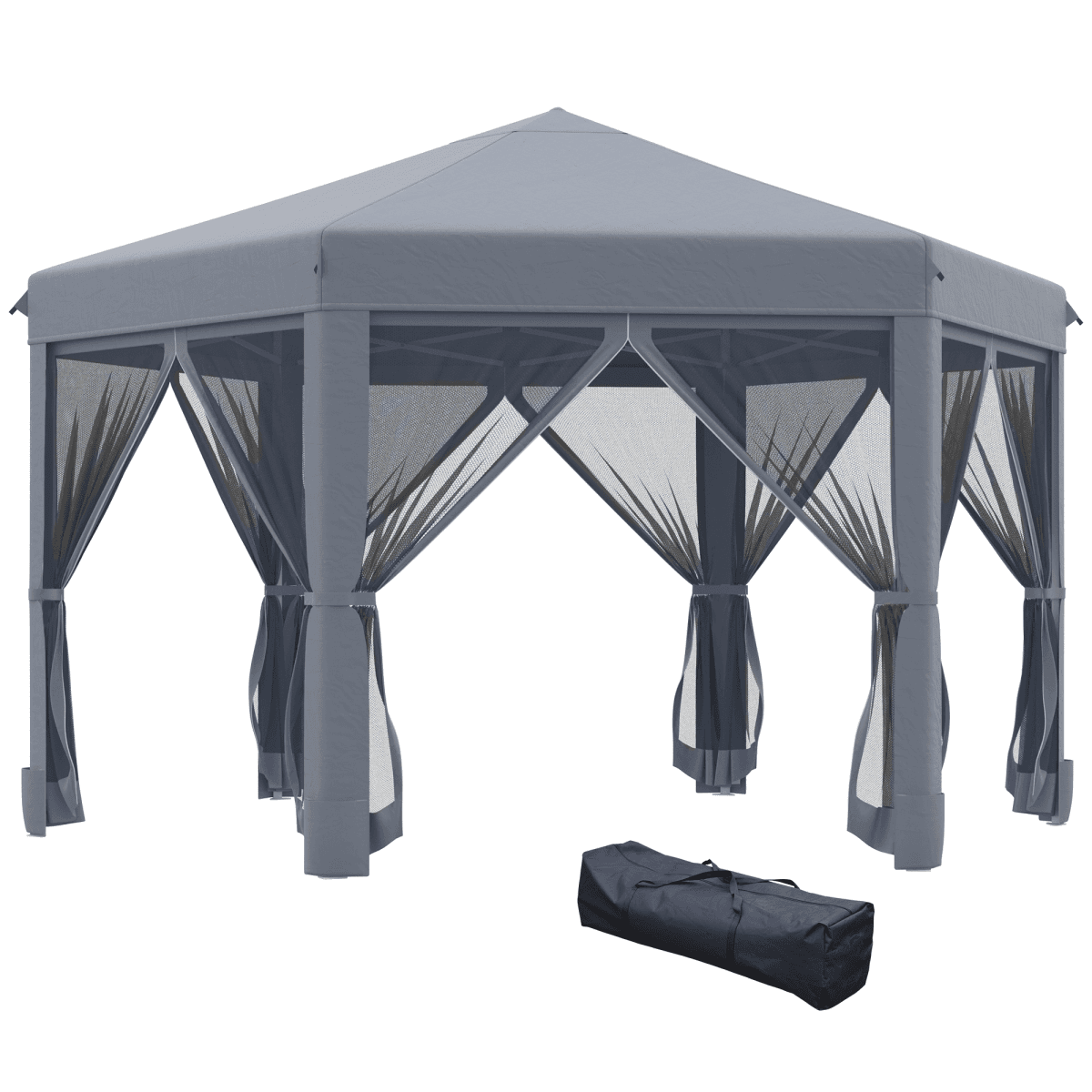 image-3.2m Pop Up Gazebo Hexagonal Tent Sun Protection with Mesh Sidewalls, Handy Bag