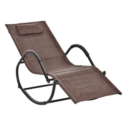image-Zero Gravity Rocking Lounge Chair Patio Rocker Removable Pillow, Recliner Seat