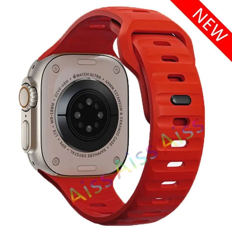 image-Aiss Waterproof Silicone Strap for Apple Watch Ultra & iWatch - Durable 49mm-38mm