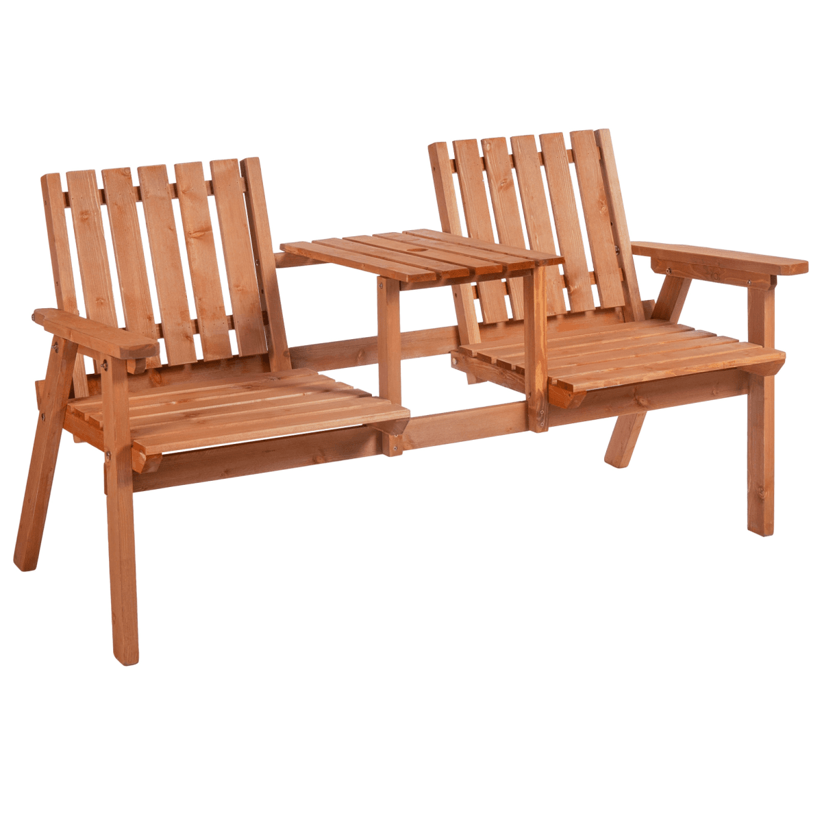 image-Outdoor 2-Seater Furniture Wooden Garden Bench for Yard, Lawn, Porch, Patio