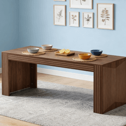 image-Rustic Dining Table, 78.74"L x 27.56"W x 29.53"H, Brown MDF, 6-8 Seats