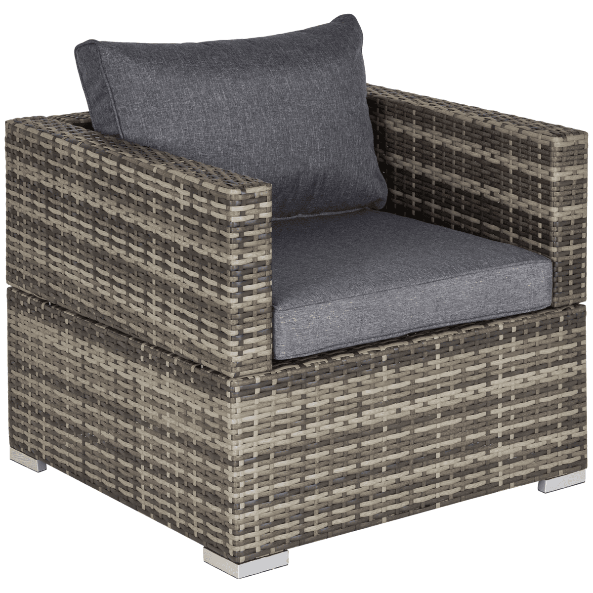 image-Outdoor Patio Furniture Single Rattan Sofa Chair Padded Cushion