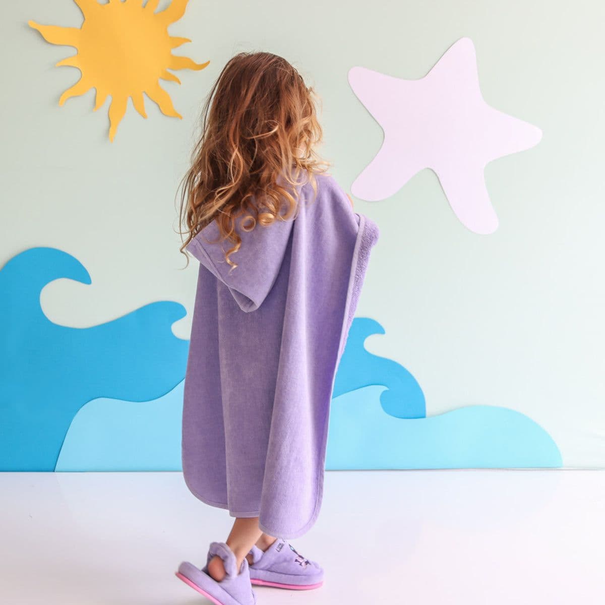 image-Milk&Moo Kinder Little Mermaid Poncho und Hausschuhe Set, Lila