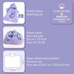 image-Milk&Moo Kinder Little Mermaid Poncho und Hausschuhe Set, Lila