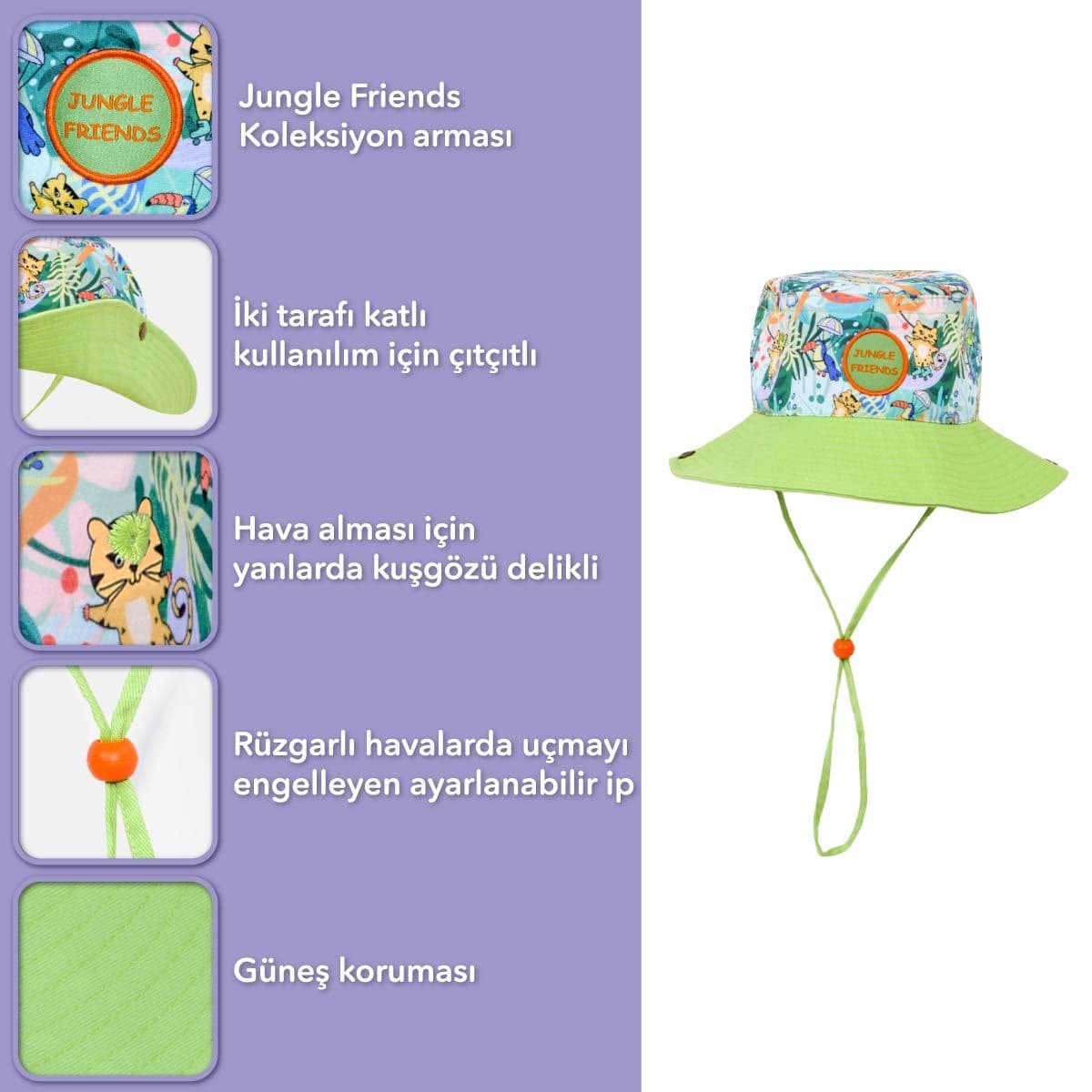 image-Milk&Moo Jungle Friends Kinder Fischerhut, Atmungsaktiv, Unisex
