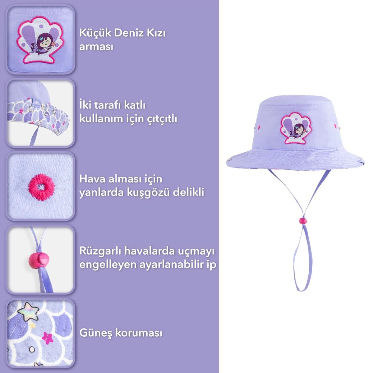 image-Milk&Moo Little Mermaid Kinder Fischerhut Atmungsaktiv Bucket Hut
