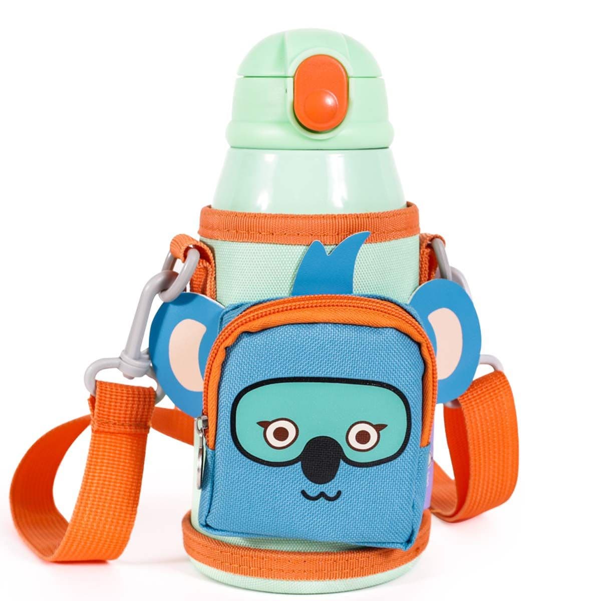 image-MILK&MOO Stahl-Kindertrinkflasche mit Tasche Jungle Friends