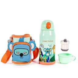 image-MILK&MOO Stahl-Kindertrinkflasche mit Tasche Jungle Friends