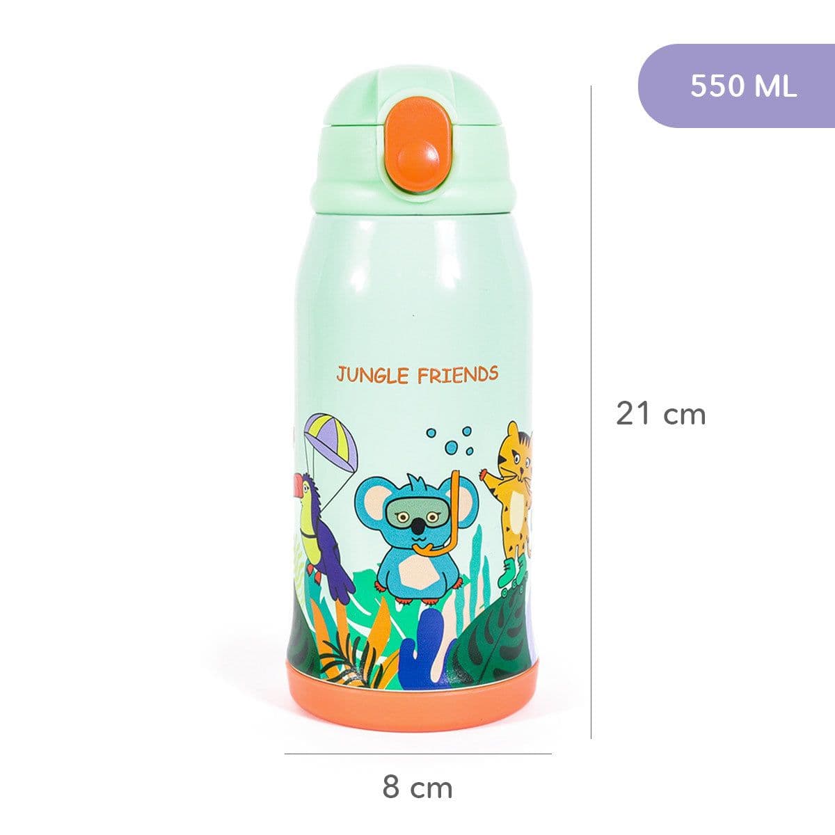 image-MILK&MOO Stahl-Kindertrinkflasche mit Tasche Jungle Friends